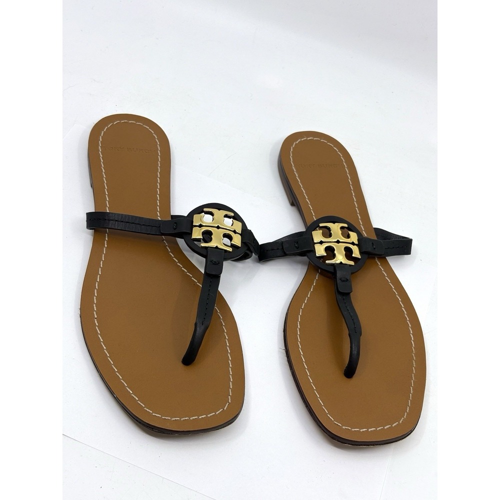 Tory Burch Mini Miller Leather Thong flat sandals Size 8 - Picture 2 of 5